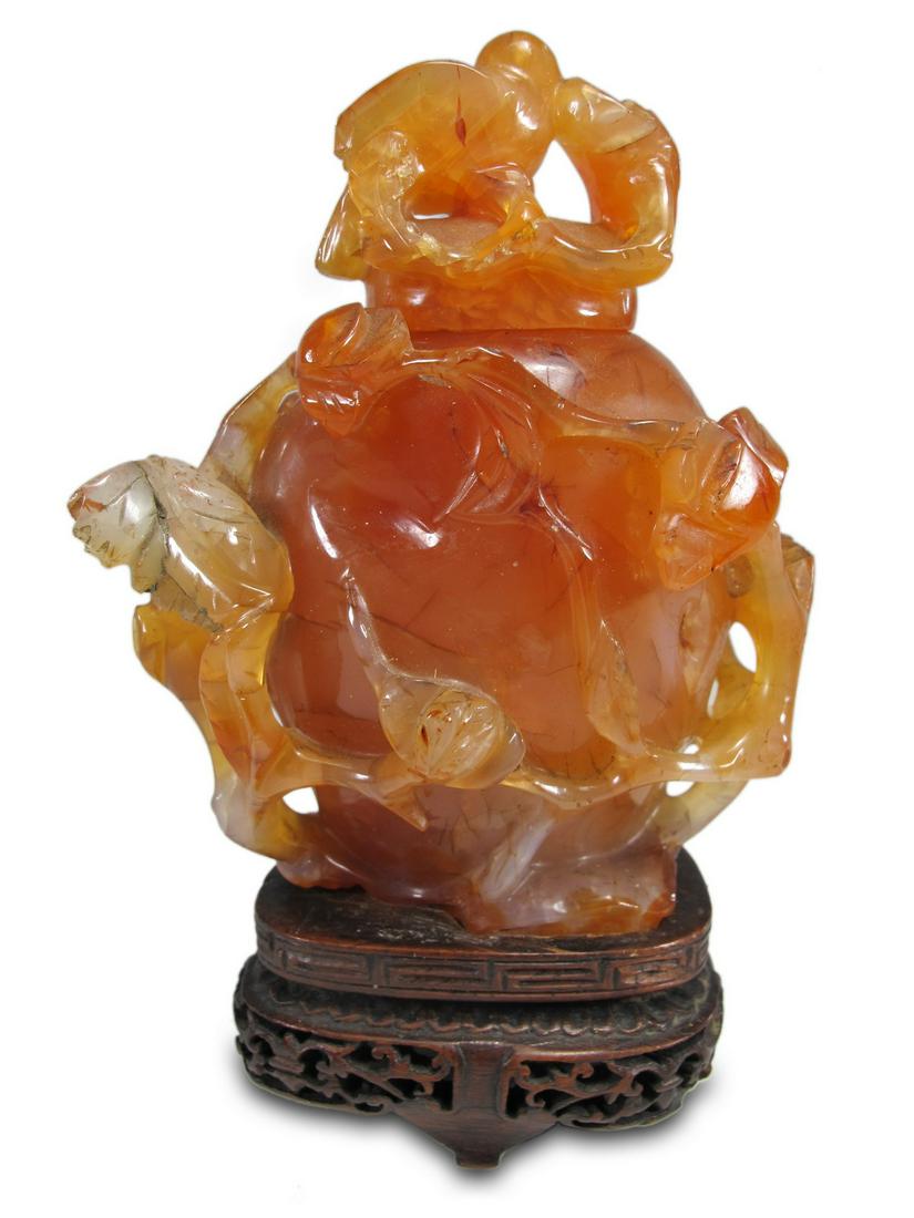 Antique Chinese hand carved Agate snuff bottle (1 of 3)