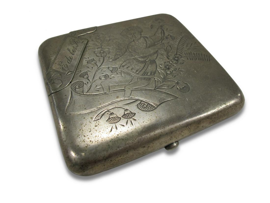 Antique Russian silver case with chain (1 of 6)