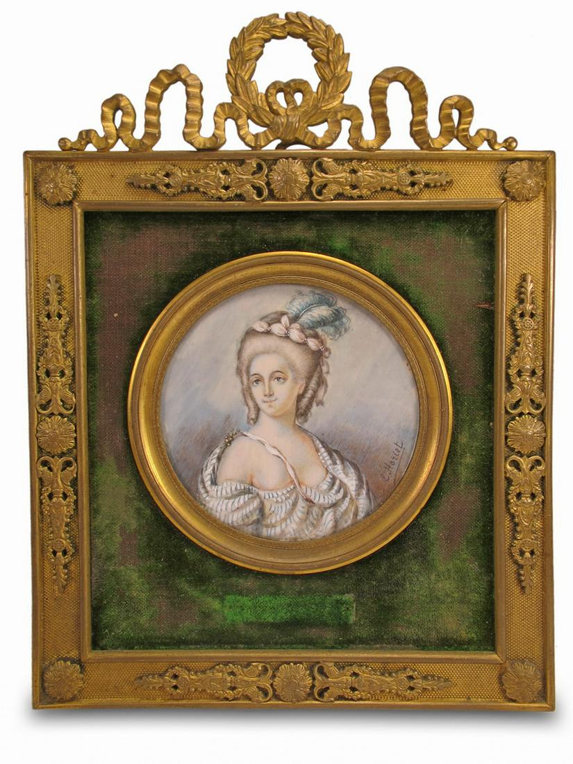 Antique French hand painted bronze frame, signed Hariet (1 of 6)