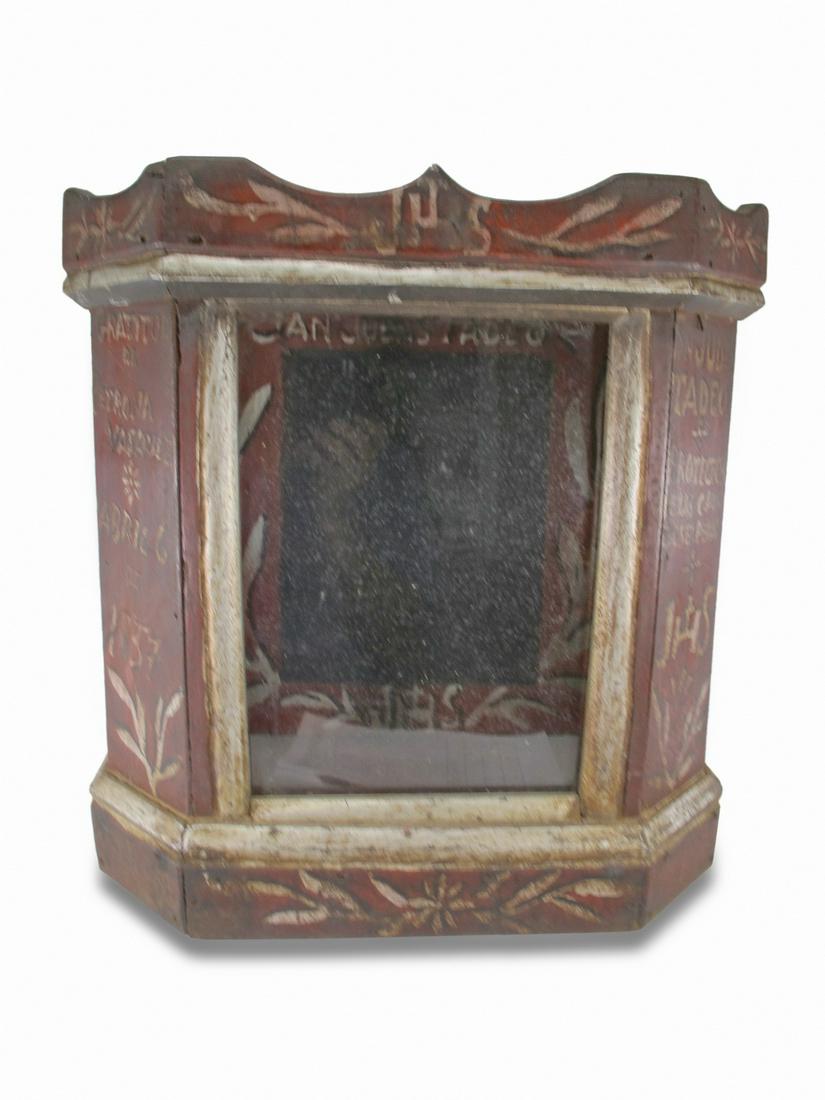 Antique Religious small wood cabinet (1 of 5)