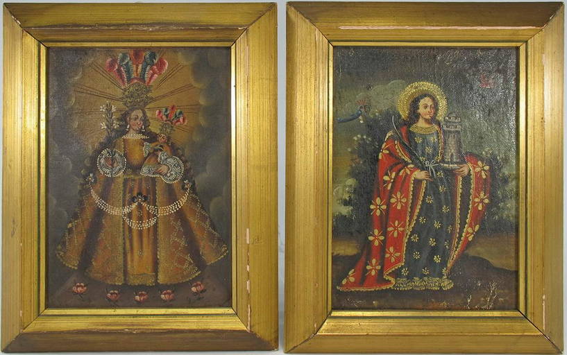 Antique European Pair Of Religious Paintings