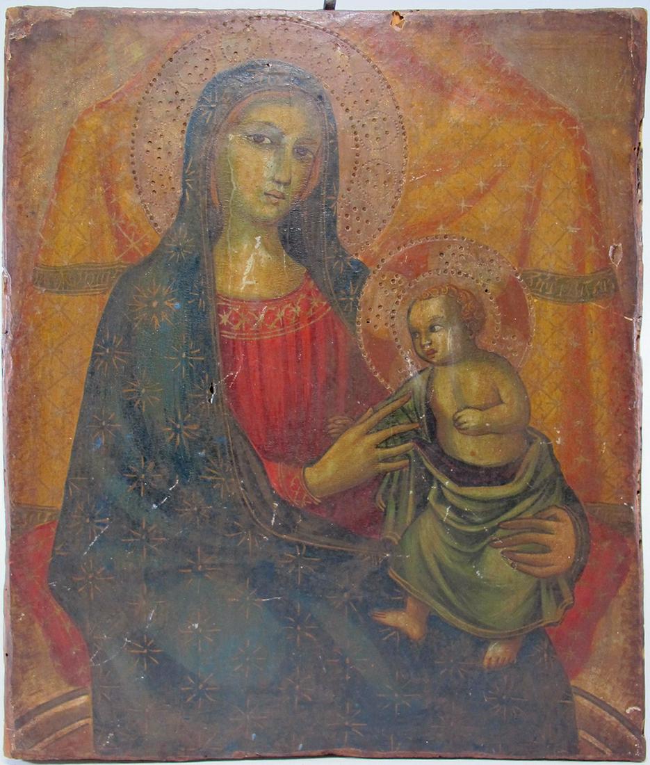 Antique probably Russian painted on wood Icon (1 of 7)