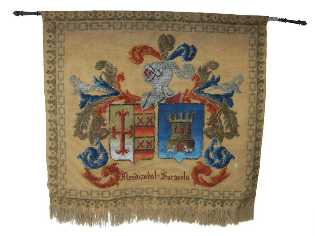 Antique European embroidery wall tapestry (1 of 4)