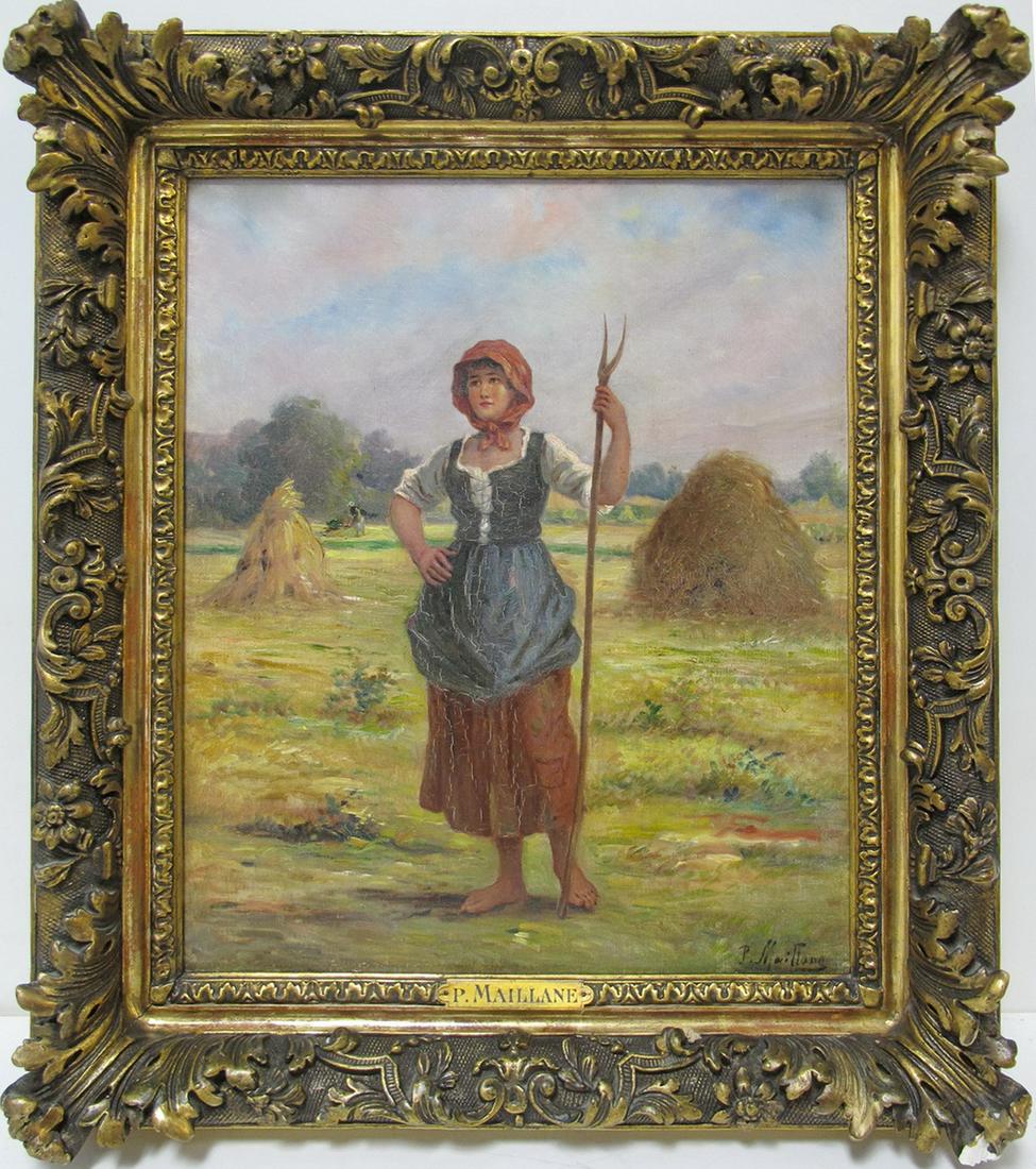 P. MAILLANE, French oil on canvas painting (1 of 7)