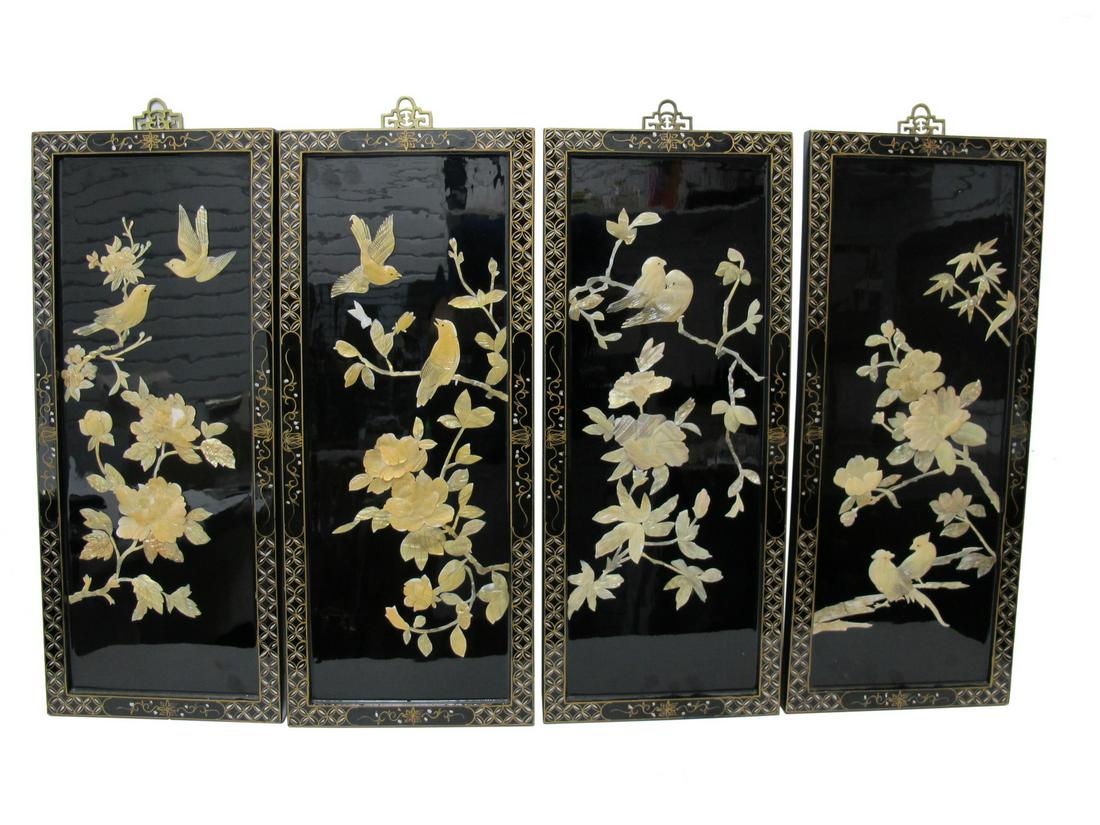 4 Vintage Chinese lacquer panels (1 of 6)