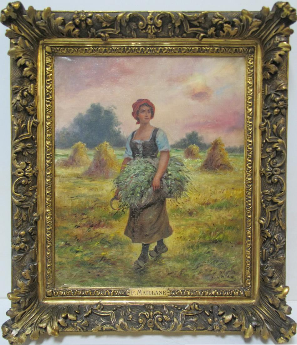 P. MAILLANE, French oil on canvas painting (1 of 6)