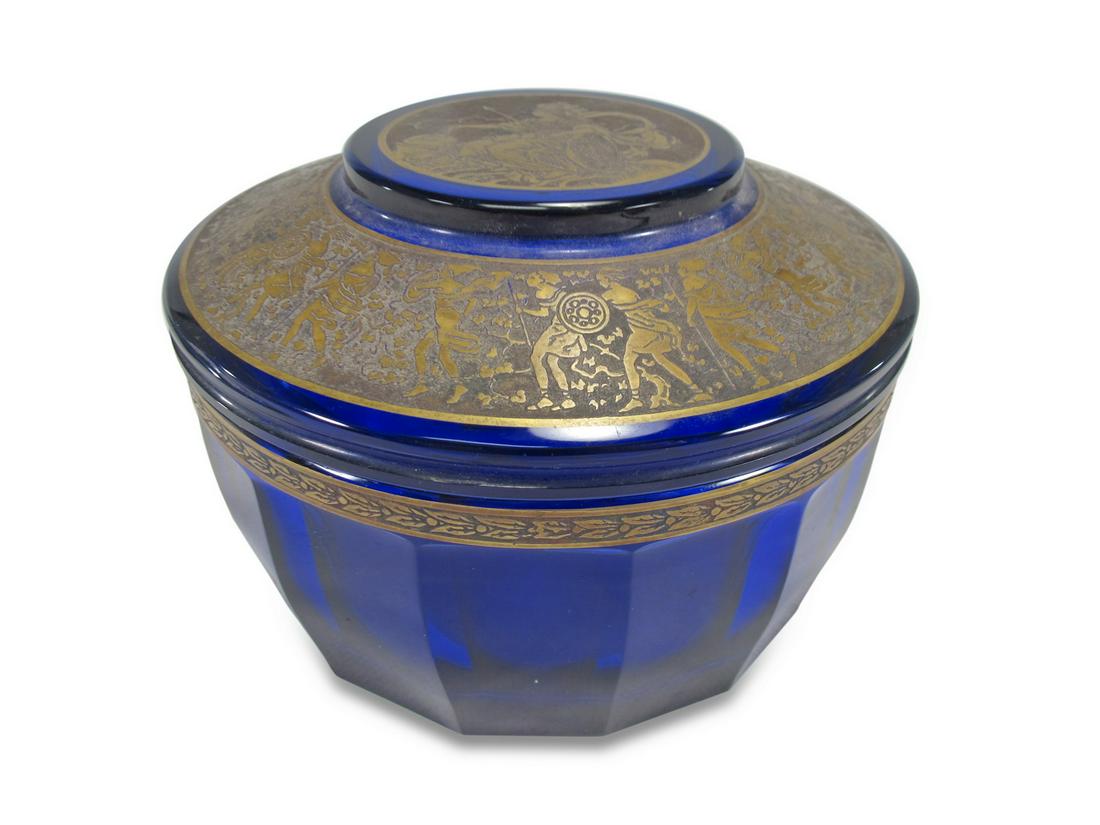 Antique Moser Karlsbad blue crystal & gold box (1 of 6)