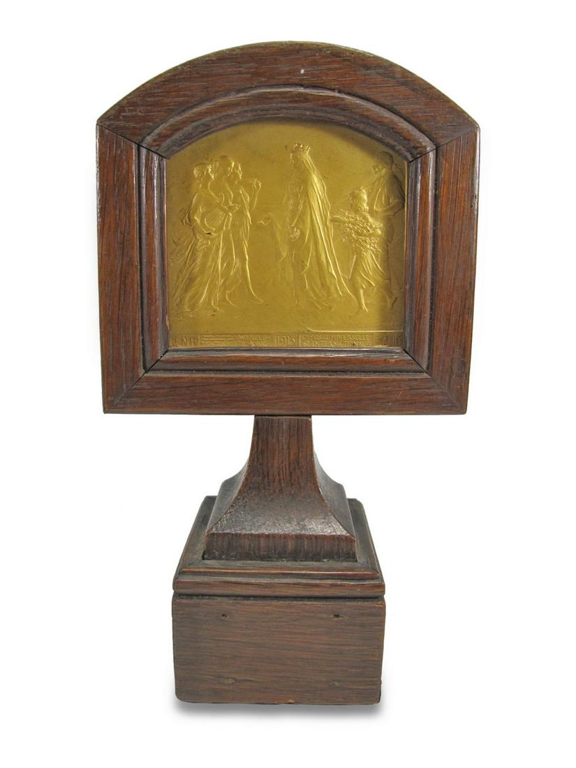 Godefroid Devreese (1861 â€“ 1941) gilt bronze plaque (1 of 5)