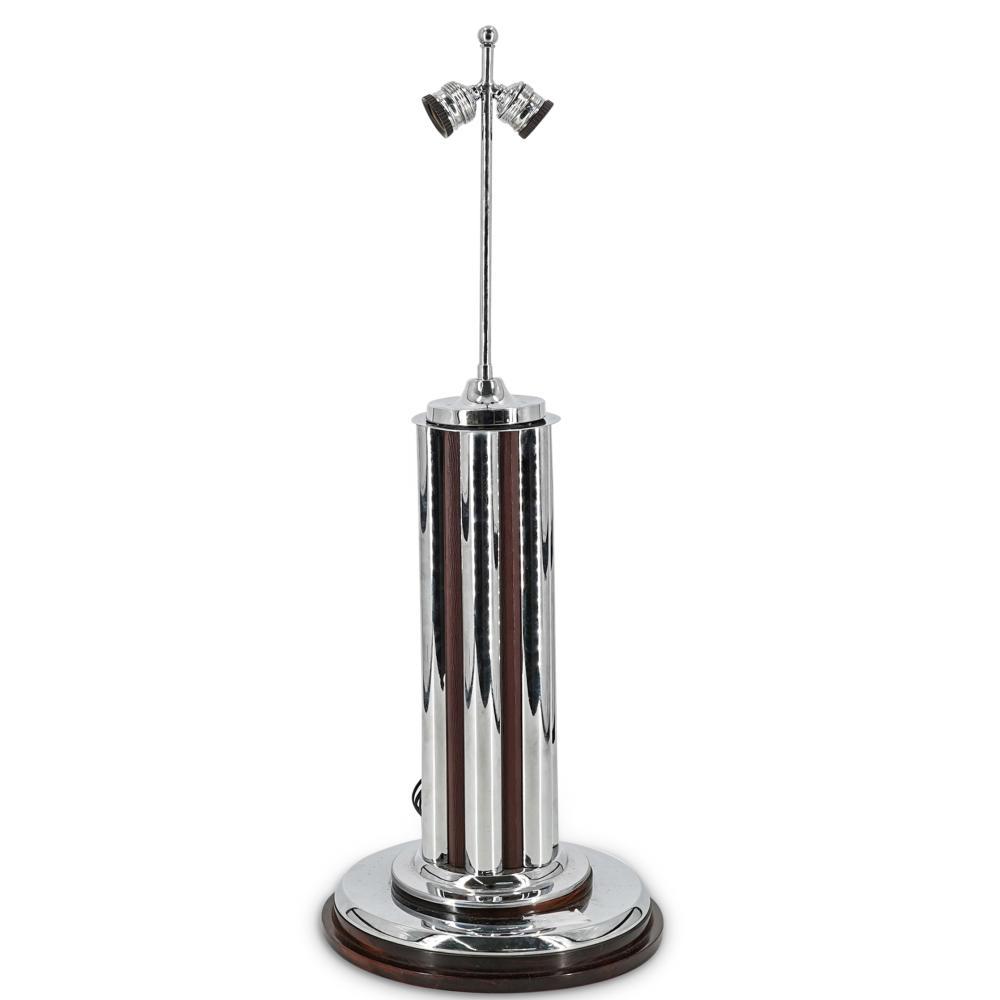 Mid Century chrome & wood table lamp (1 of 4)