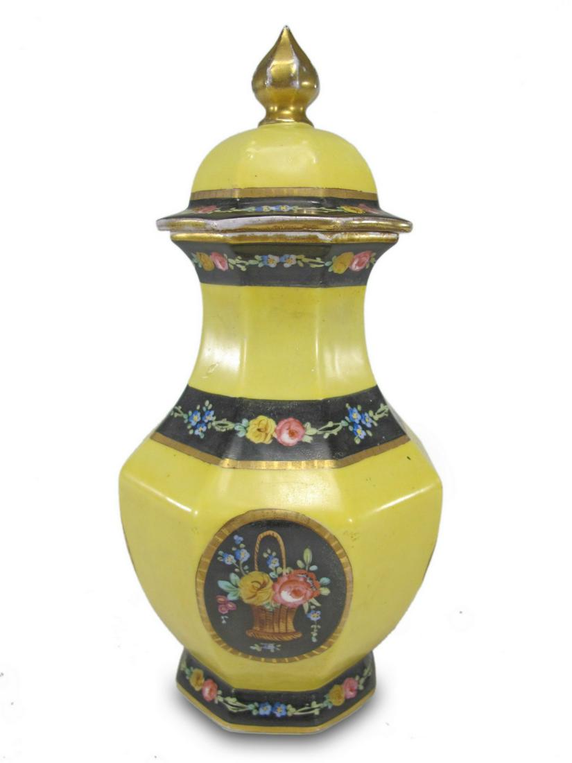 Antique French Sevres porcelain jar: Antique French Sevres porcelain jar. 11 3/4 H x 5 1/8 W. ANY INVOICE OVER $ 2,000.00 WE WILL ACCEPT PAYMENTS ONLY THROUGH CHECK OR BANK WIRE TRANSFER, SAME FOR INTERNATIONAL BUYERS. IF YOU PAY ONLINE 