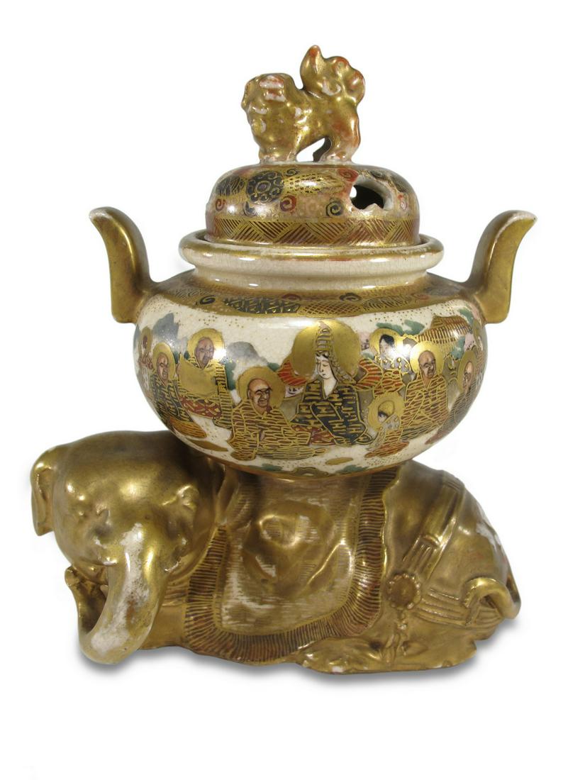 Antique Japanese Satsuma porcelain vase (1 of 8)