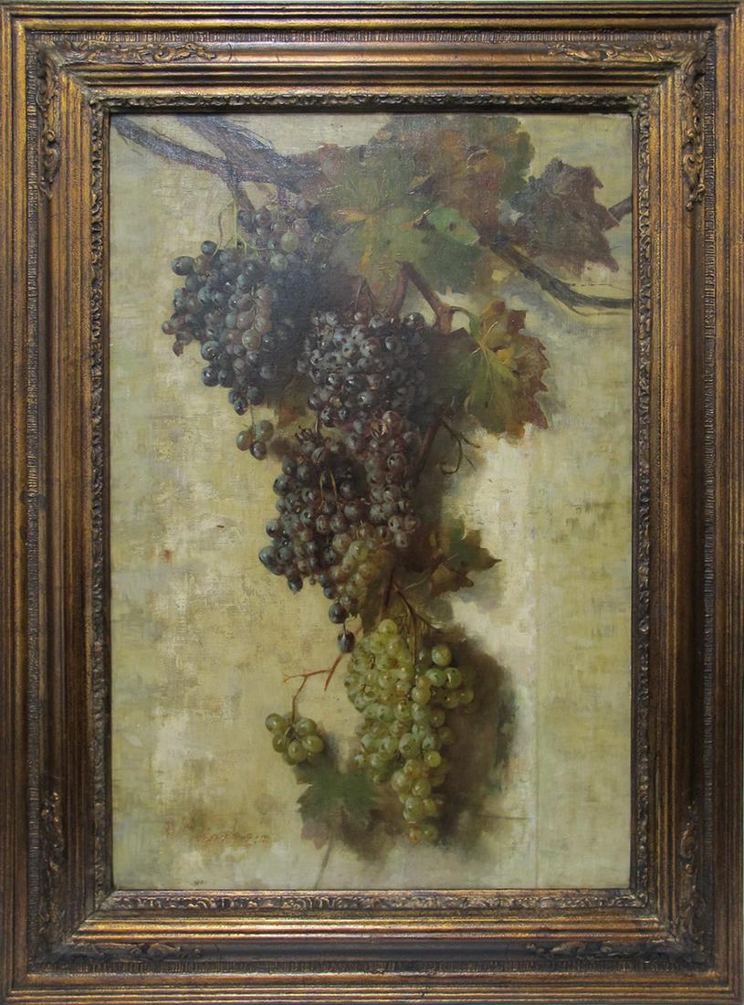 Antique Italian grapes painting, signed DV Napoli 1913 (1 of 6)