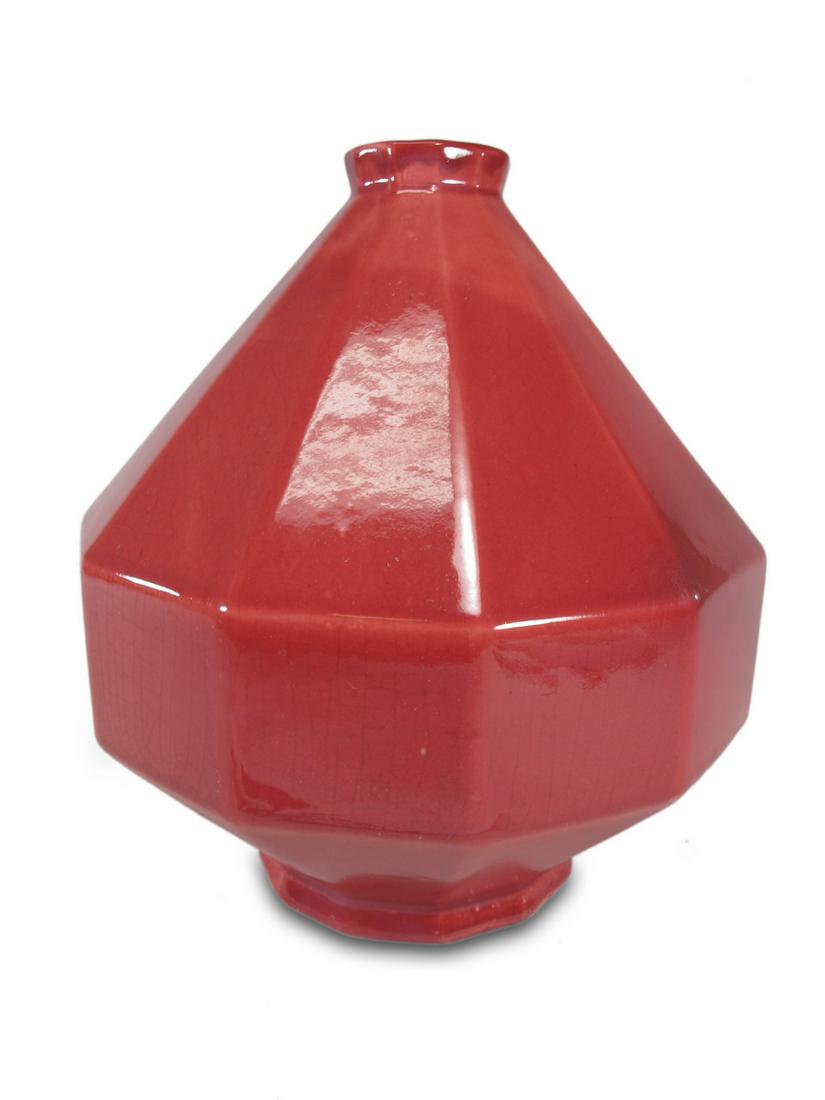 Vintage red ceramic vase, marked (1 of 5)
