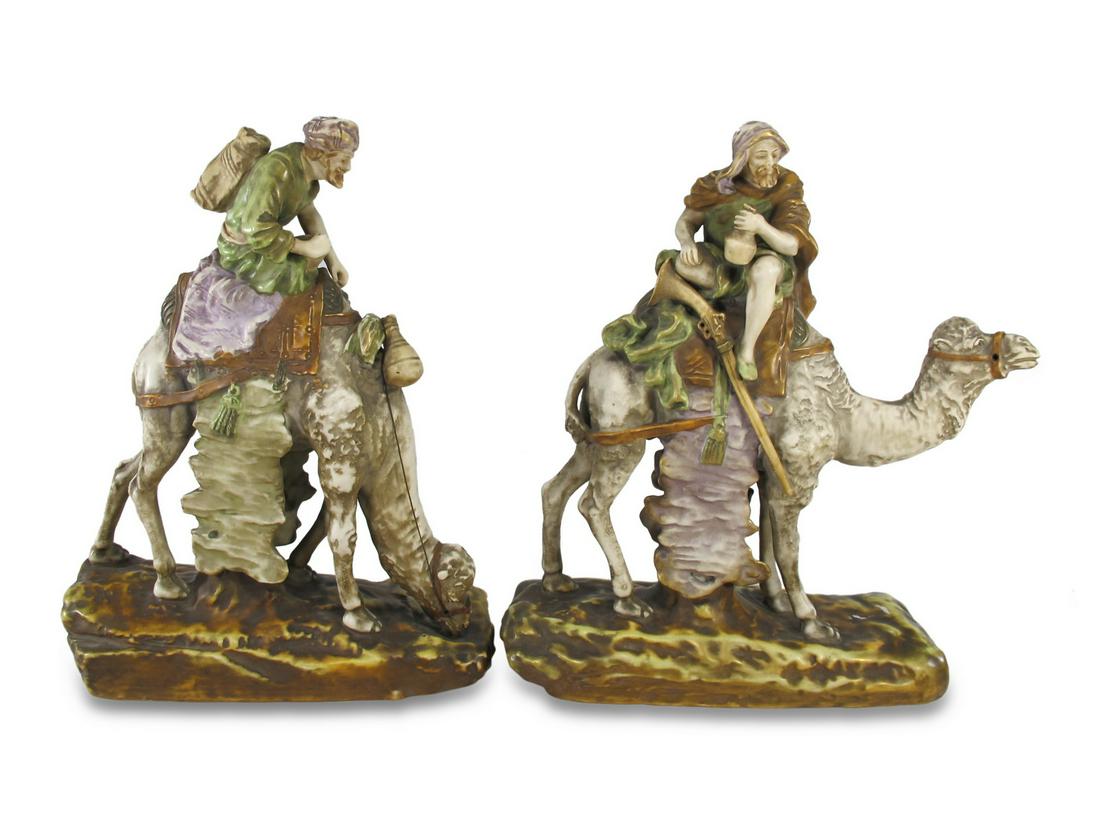 Amphora, Austria pair of Orientalist porcelain statues (1 of 8)