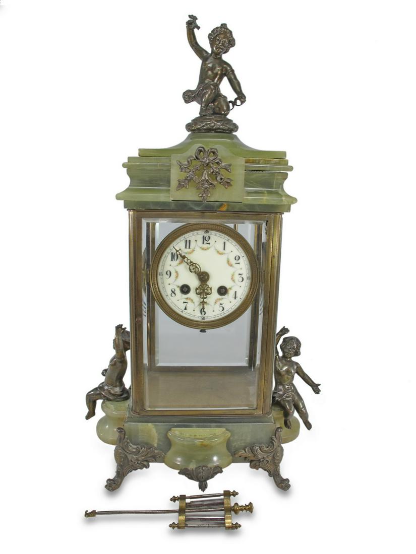 Antique French spelter & onyx mantel clock (1 of 8)