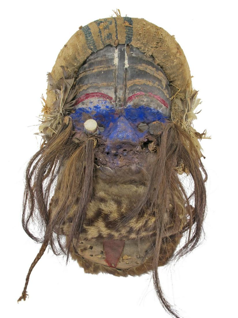 Antique African wood mask: Antique African wood mask. 12 1/4 H x 8 W x 5 1/4 D. ANY INVOICE OVER $ 2,000.00 WE WILL ACCEPT PAYMENTS ONLY THROUGH CHECK OR BANK WIRE TRANSFER, SAME FOR INTERNATIONAL BUYERS. IF YOU PAY ONLINE WE W