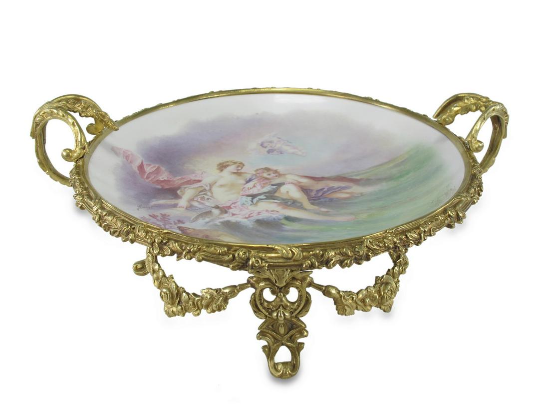 Antique French Sevres porcelain & bronze tray (1 of 6)