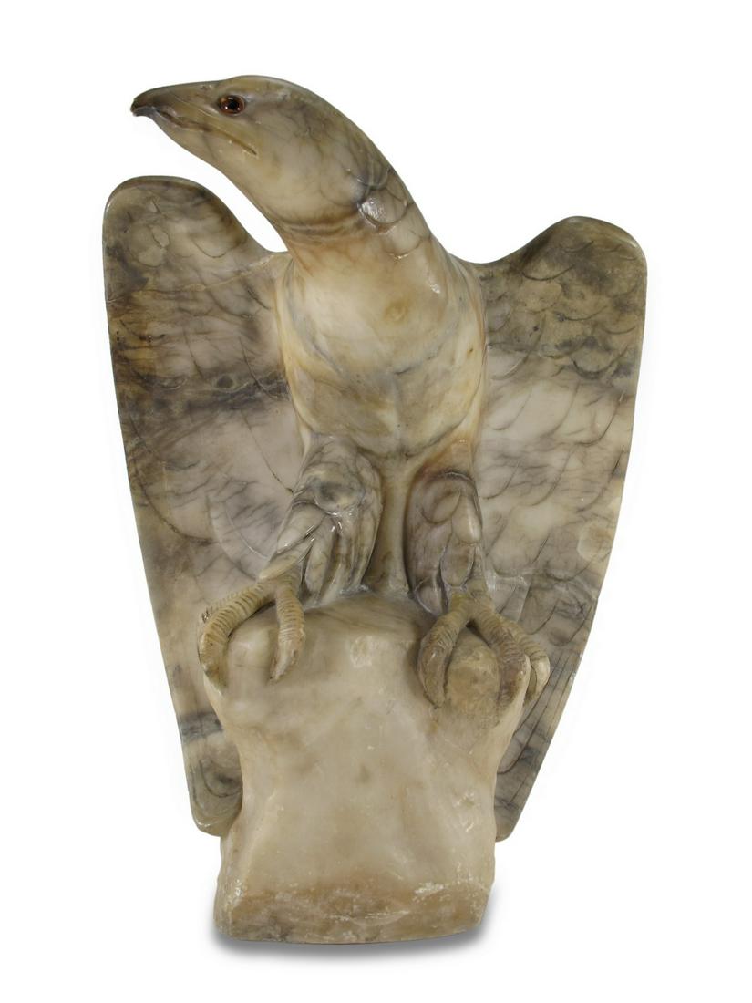 Antique European hawk alabaster sculpture: Antique European hawk alabaster sculpture. 14 1/4 H x 10 1/2 W x 8 1/2 D. ANY INVOICE OVER $ 2,000.00 WE WILL ACCEPT PAYMENTS ONLY THROUGH CHECK OR BANK WIRE TRANSFER, SAME FOR INTERNATIONAL BUYERS. I