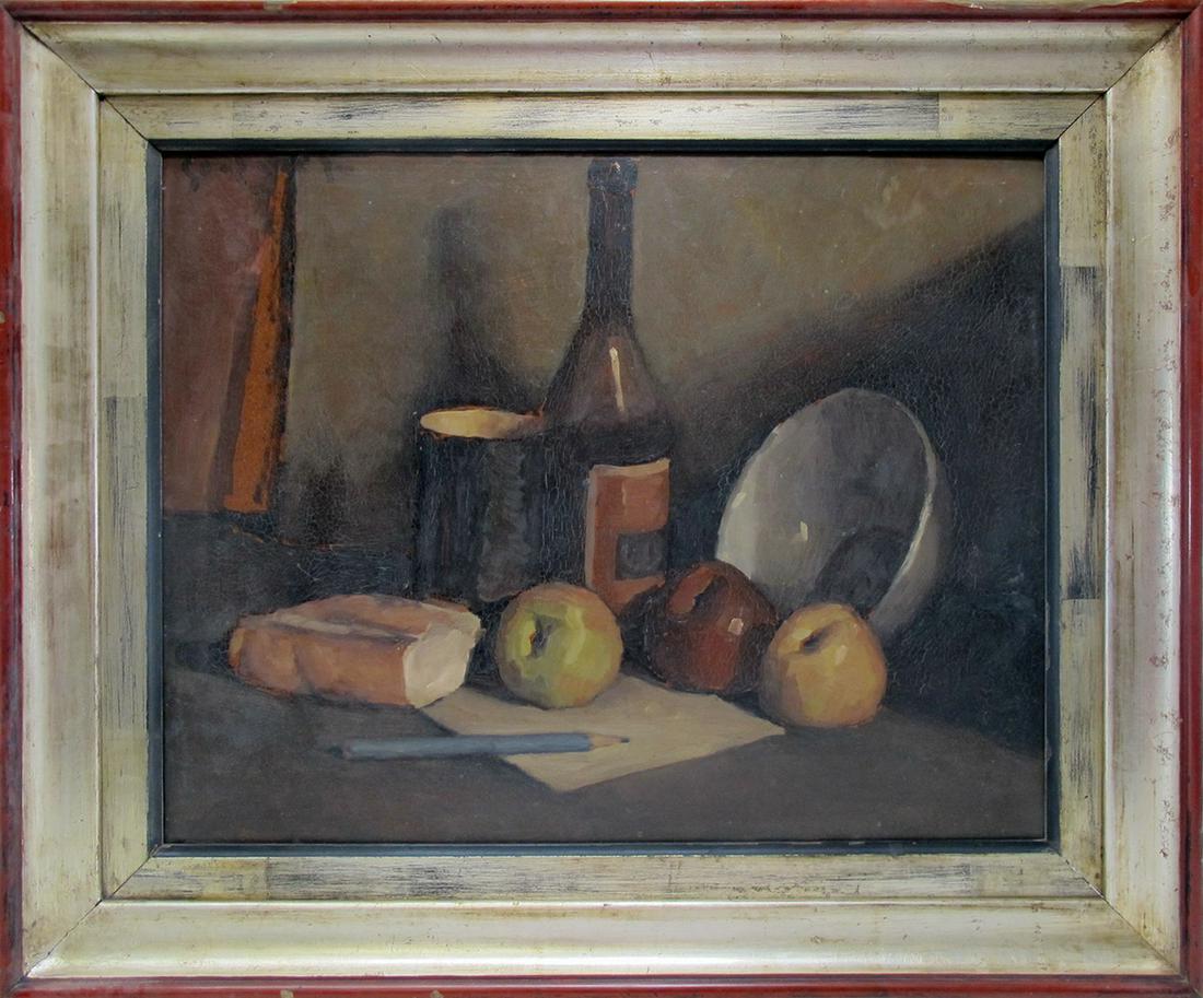 Vintage oil on masonite still life painting, signed (1 of 4)