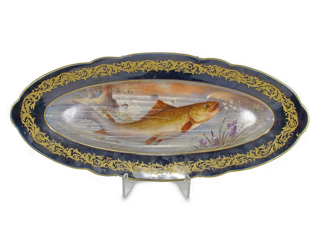 Antique Limoges, France porcelain tray, signed (1 of 6)