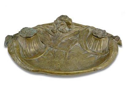 Probably A. Marionnet French bronze tray: Probably A. Marionnet French bronze tray. 2 3/8 H x 14 W x 8 5/8 D. ANY INVOICE OVER $ 2,000.00 WE WILL ACCEPT PAYMENTS ONLY THROUGH CHECK OR BANK WIRE TRANSFER, SAME FOR INTERNATIONAL BUYERS. IF YOU