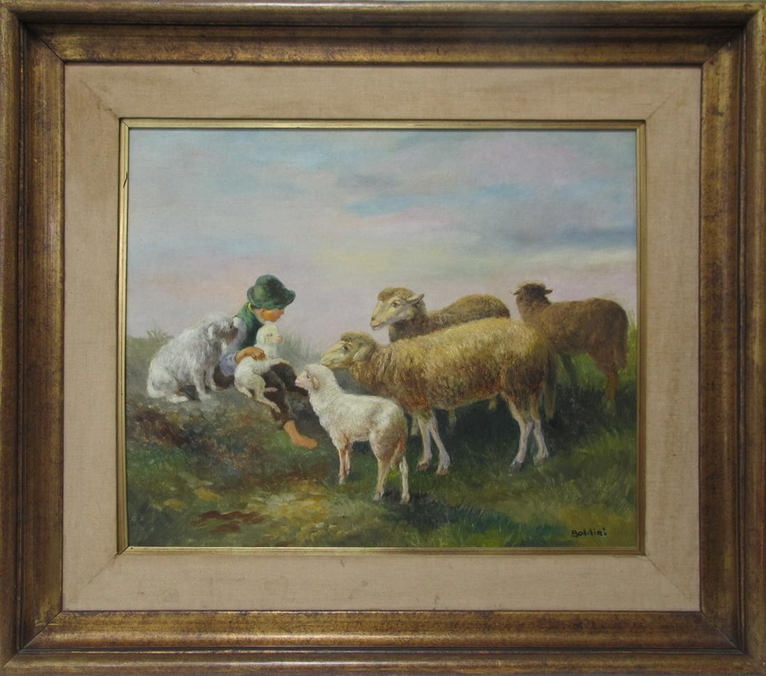 Signed BOLDINI oil on masonite, dated 1974 (1 of 5)