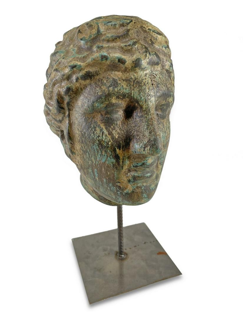 Antique bronze man head sculpture (1 of 3)