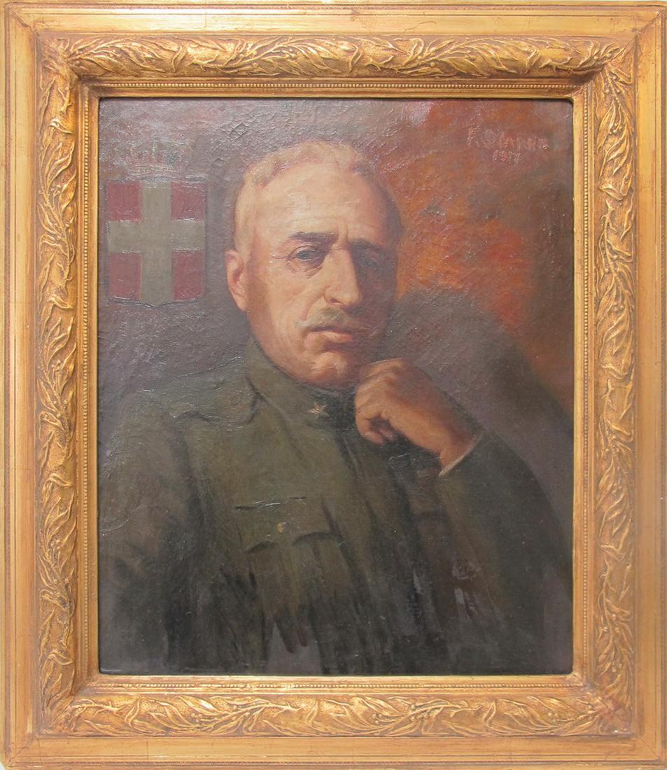 Antique Swiss Militar oil on canvas, signed & dated 1917 (1 of 6)