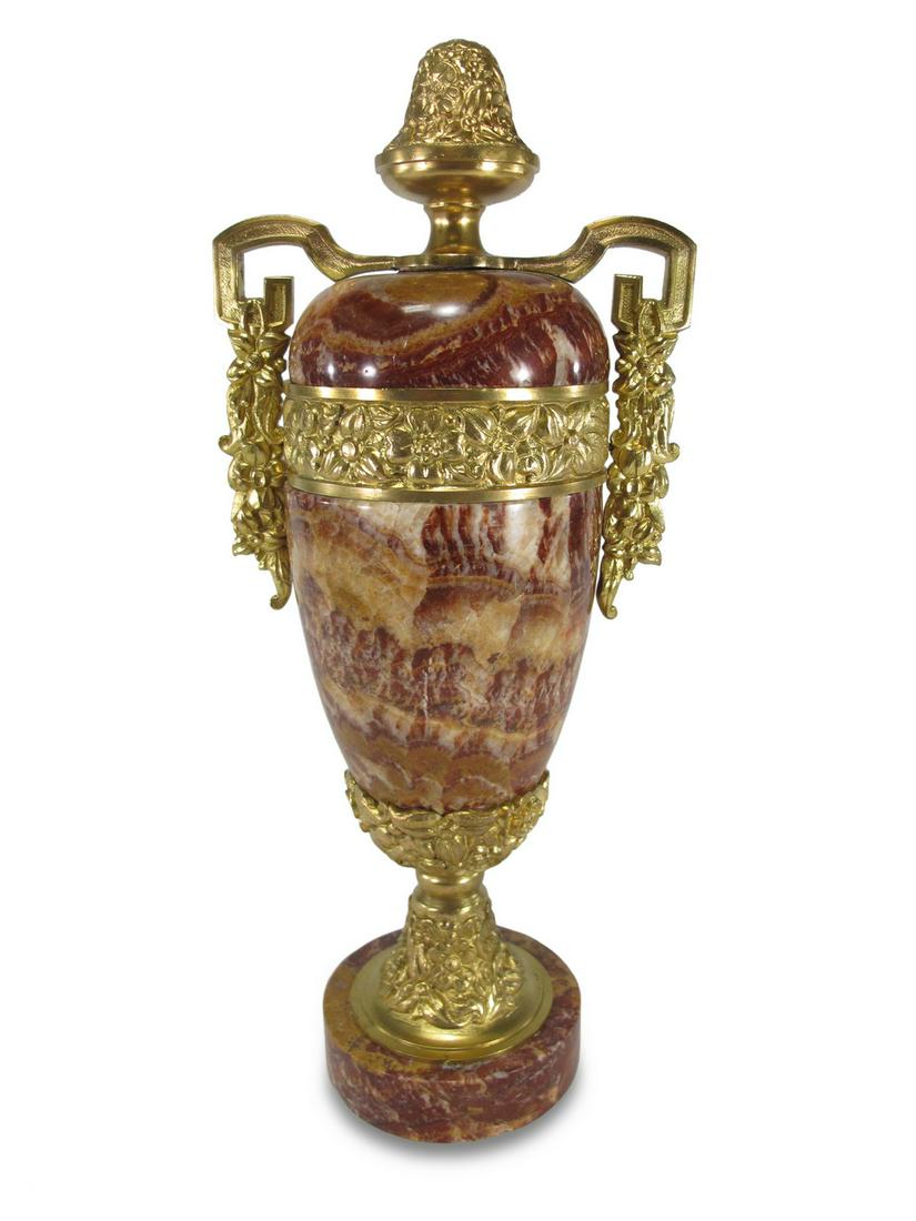 Antique French gilt bronze & marble urn (1 of 7)