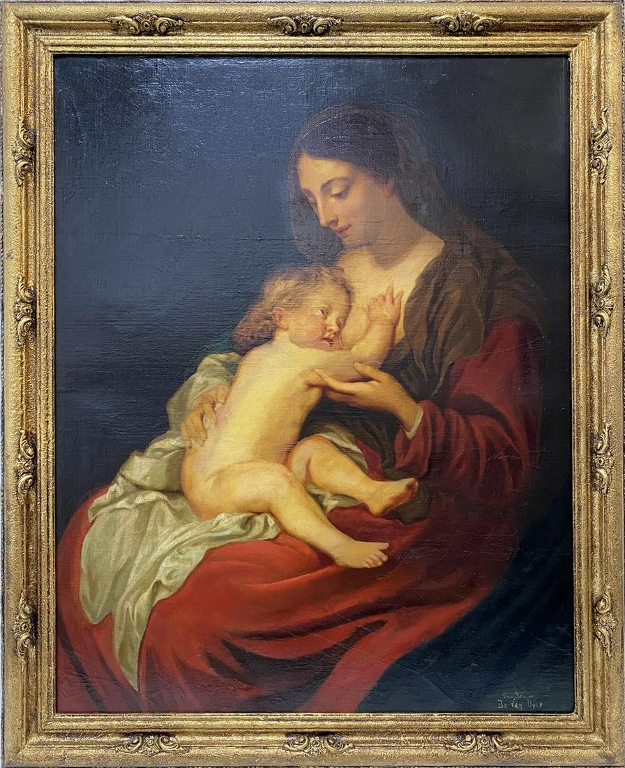 Antique European oil on canvas Religious painting (1 of 6)