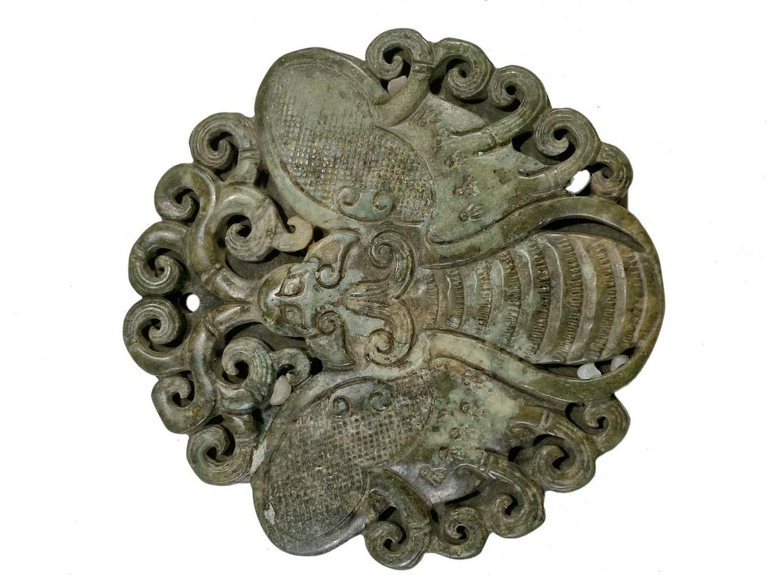 Antique Chinese hard stone round plaque (1 of 2)