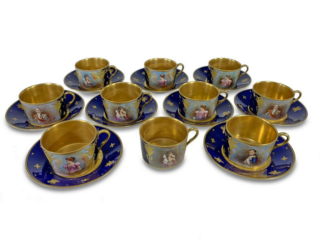 Antique Napoleon & Josephine porcelain set, signed (1 of 8)