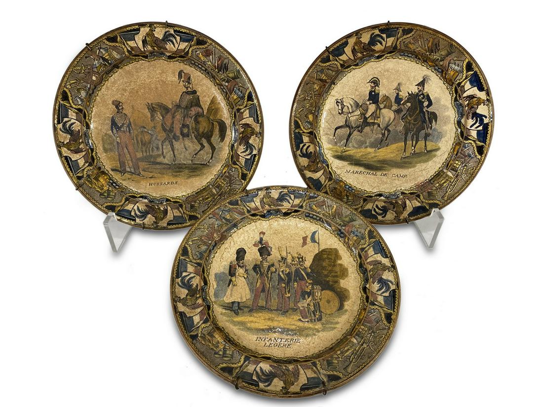 Antique French set of 3 plates (1 of 9)
