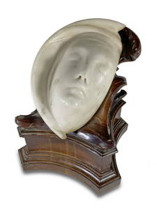 Antique European alabaster & wood sculpture