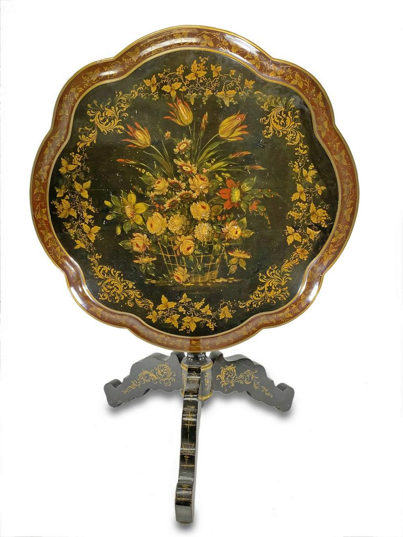 Antique Italian painted folding table: Antique Italian painted folding table. 26 1/4 H x 31 5/8 W on normal position. 41 1/2 H x 31 5/8 W x 23 1/2 D. when the top is folding. ANY INVOICE OVER $ 2,000.00 WE WILL ACCEPT PAYMENTS ONLY THROUGH