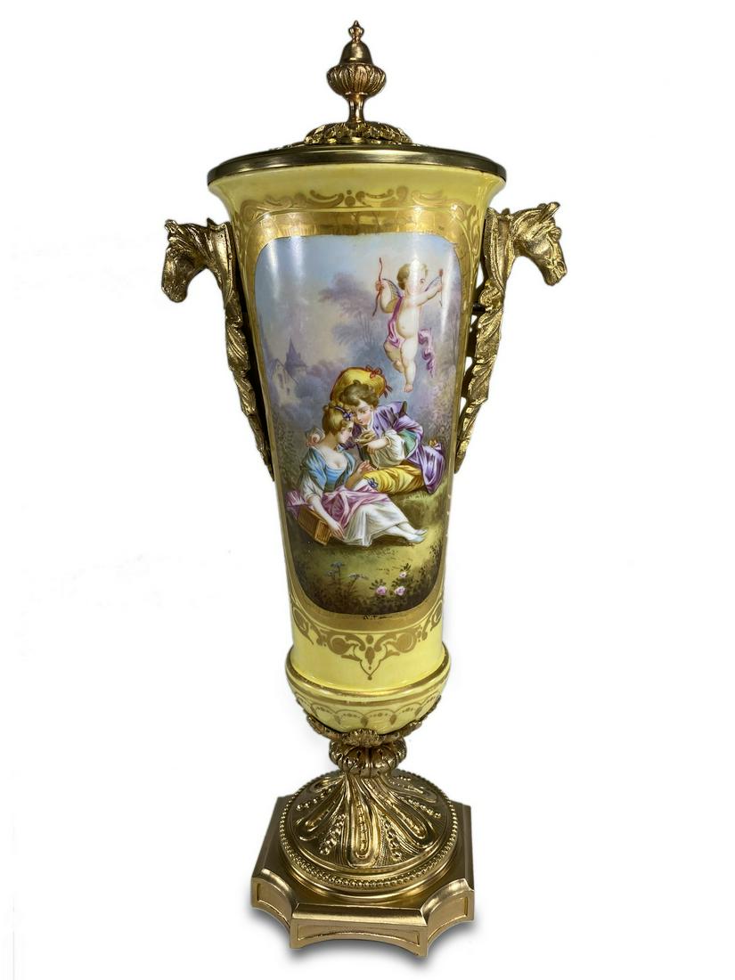 Antique French Sevres porcelain & bronze urn (1 of 6)