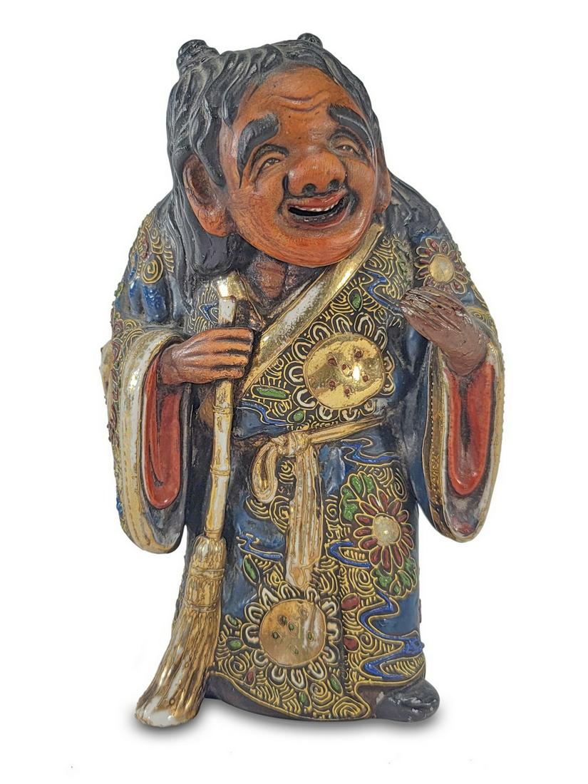 Japanese Satsuma old man ceramic statue (1 of 6)