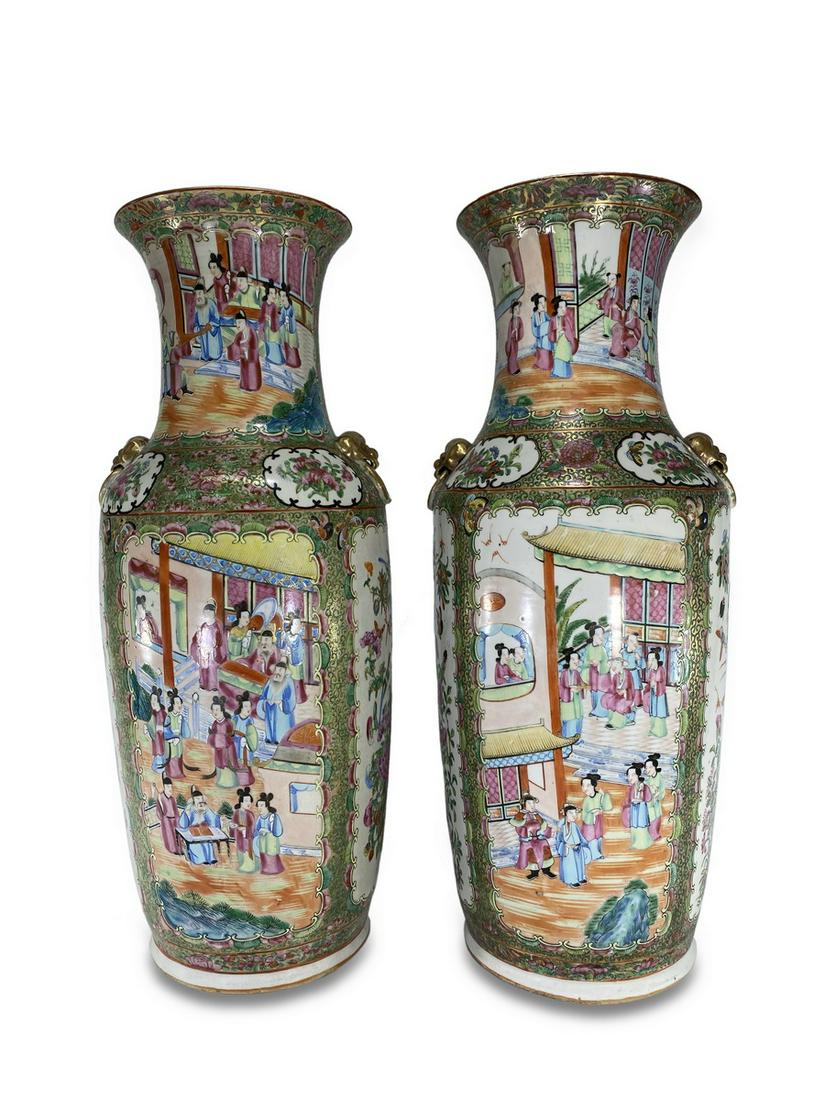 Antique Chinese large pair of porcelain vases (1 of 6)