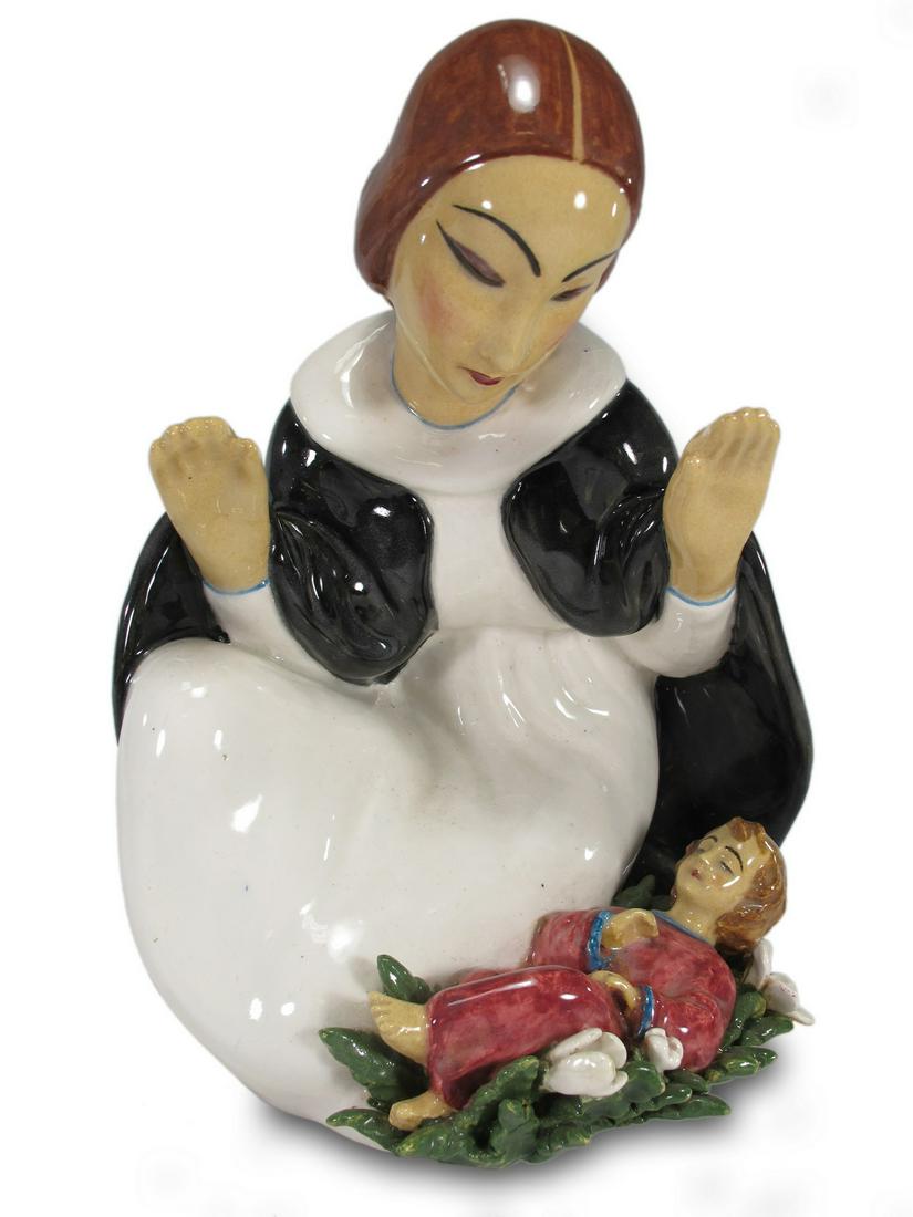 Italian ceramic statue by V. CAVALIERI (1 of 8)