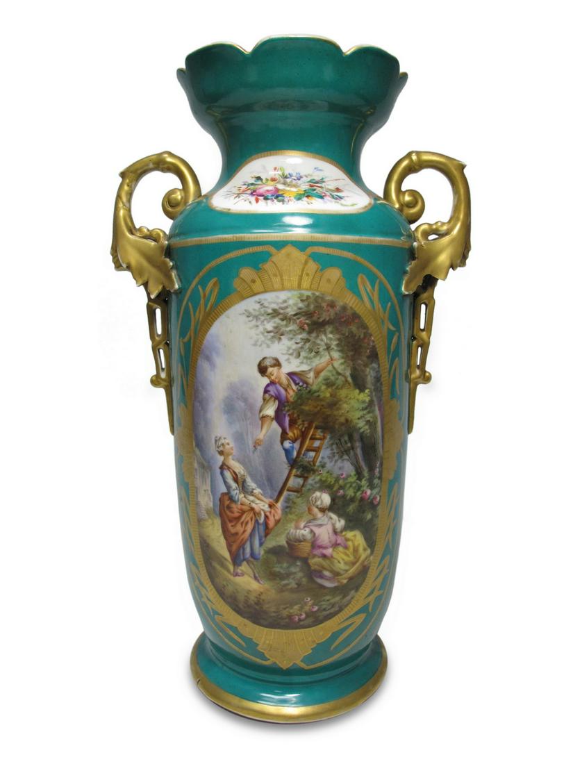 Antique French large hand painted porcelain vase (1 of 8)