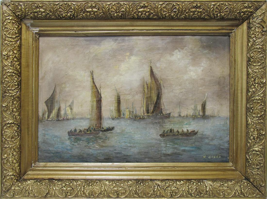 Signed M. CLADO ships painting (1 of 7)