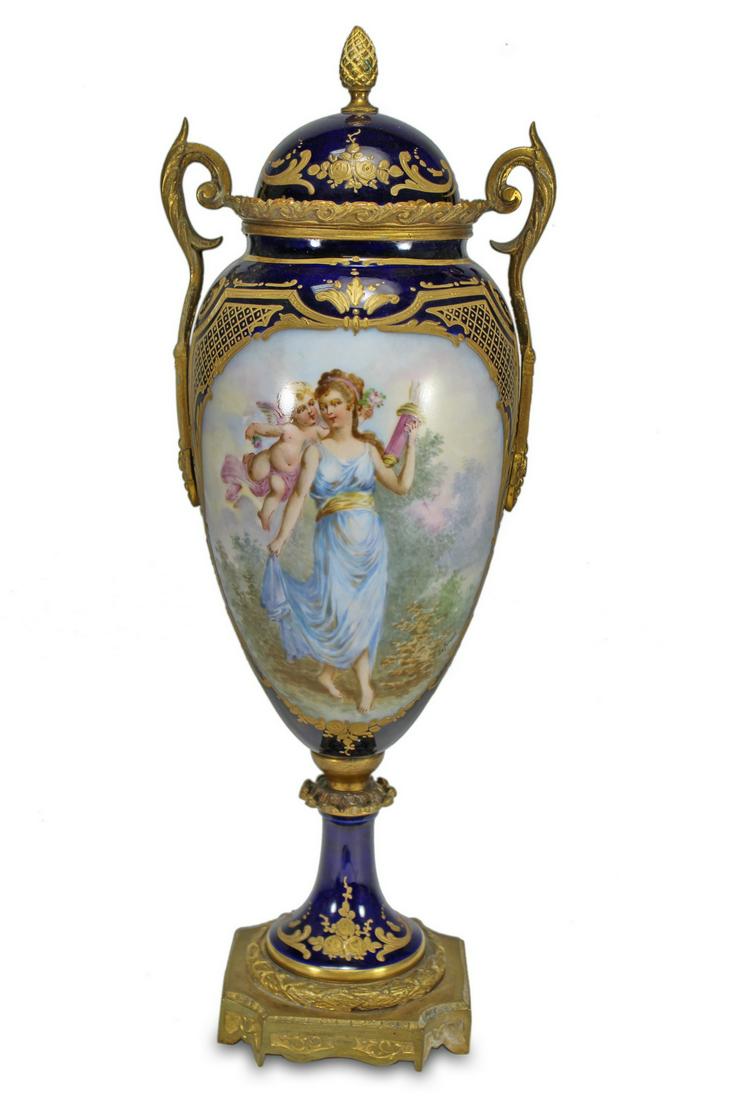 Antique French Sevres porcelain & bronze urn (1 of 7)