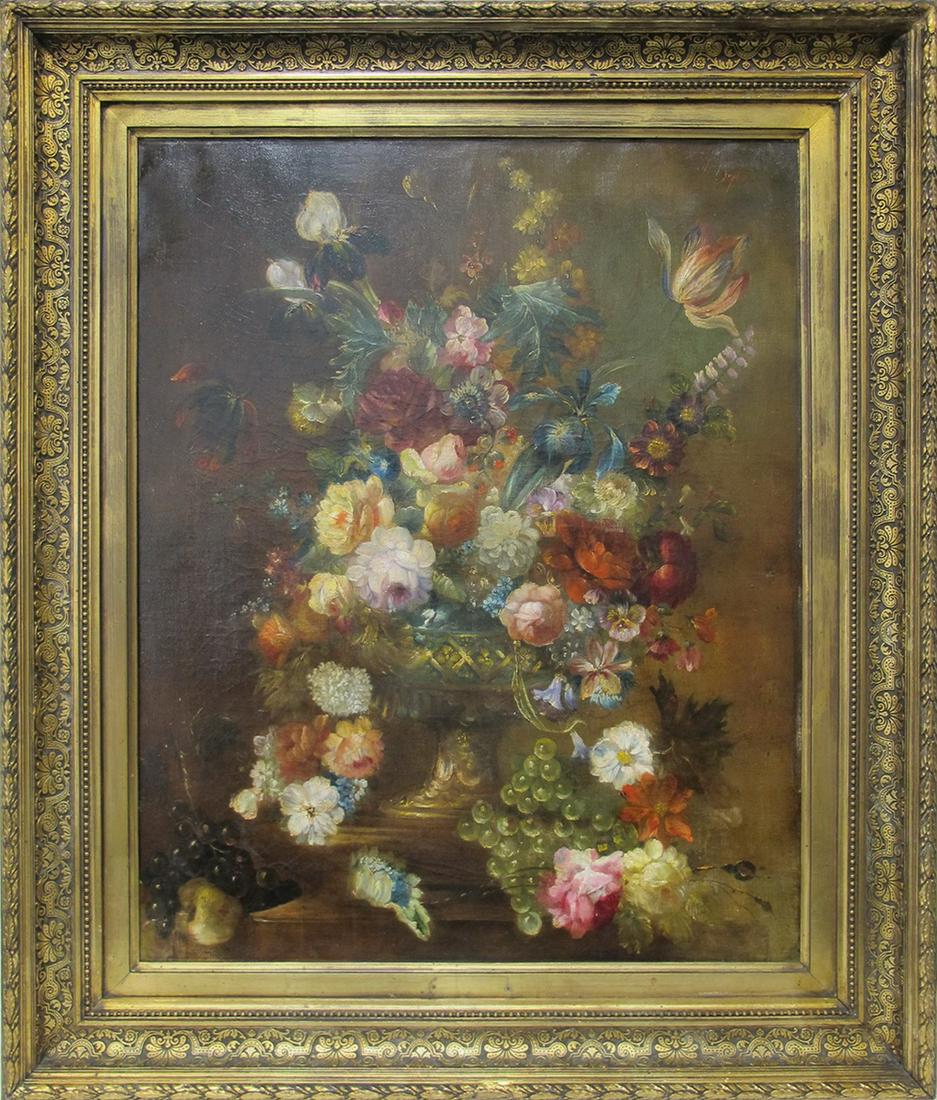 19th C European oil on canvas painting, signed (1 of 6)