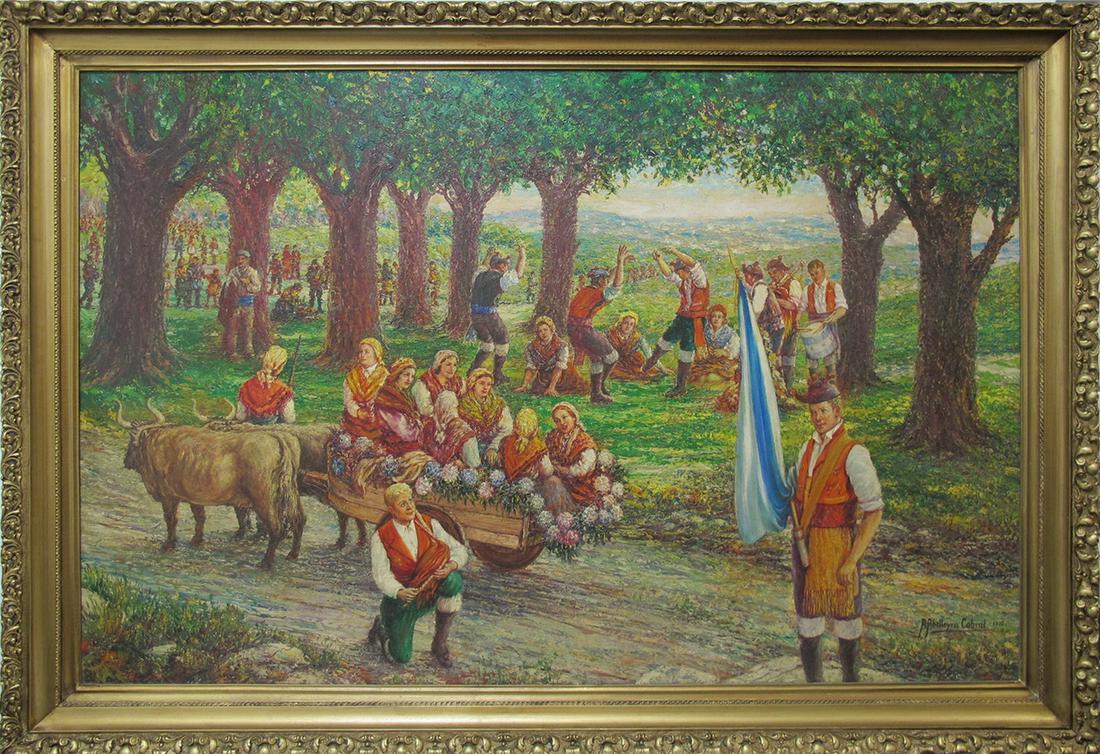 Antonio ABELLEYRA CABRAL (1911-1992) Argentinian: Antonio ABELLEYRA CABRAL (1911-1992) Argentinian oil on board, Galicia, Spain. 43 3/4 H x 63 1/2 W including frame. 37 H x 57 W without frame. TO SHIP THIS ITEM IN USA OR INTERNATIONAL, PLEASE CONTACT