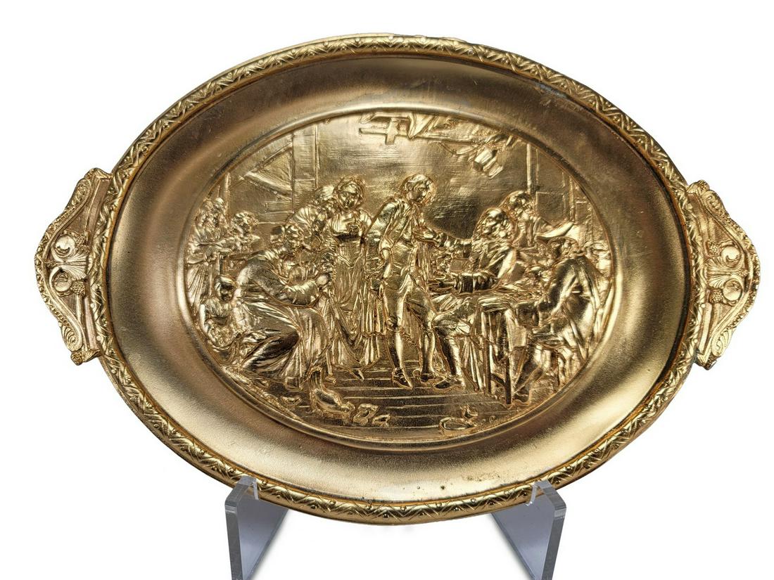 Antique French gilt spelter tray (1 of 5)