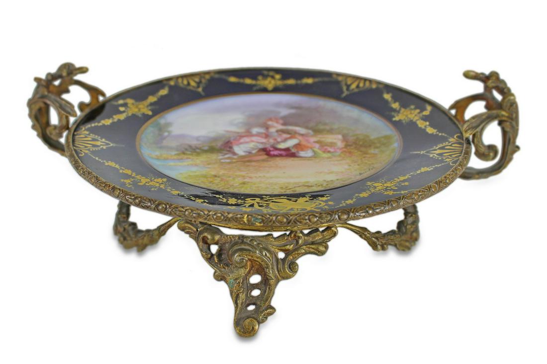 Antique French Sevres porcelain & bronze tray (1 of 6)