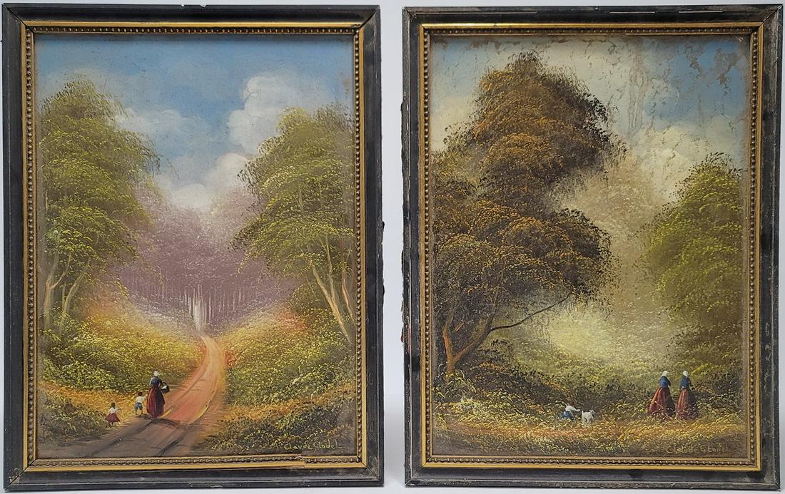 European pair of oil on masonite signed Claud G. Endel: European pair of oil on masonite signed Claud G. Endel. 17 3/8 H x 13 3/8 W including frame. TO SHIP THIS ITEM IN USA OR INTERNATIONAL, PLEASE CONTACT THE SHIPPERS : 1) UPS store1937- David Reiser -75