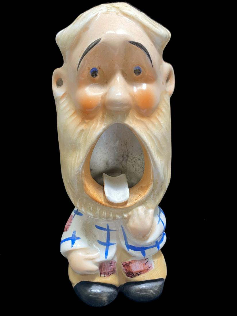 Mid Century porcelain ashtray: Mid Century porcelain ashtray. 5 1/4 H x 2 1/8 W x 1 7/8 D. TO SHIP THIS ITEM IN USA OR INTERNATIONAL, PLEASE CONTACT THE SHIPPERS : 1) UPS store1937- David Reiser -754-263-0780, auctions1937@gmail.co