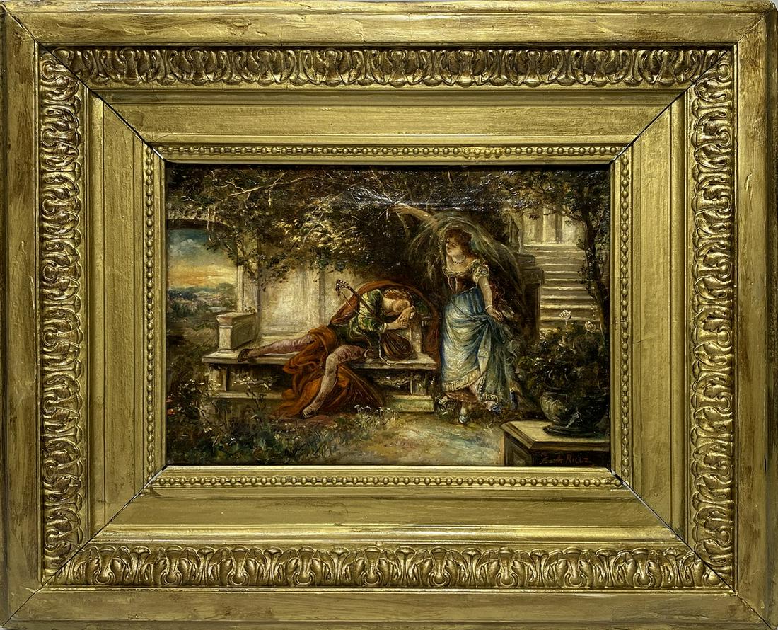 19th C European oil on canvas, signed J A RUIZ (1 of 5)