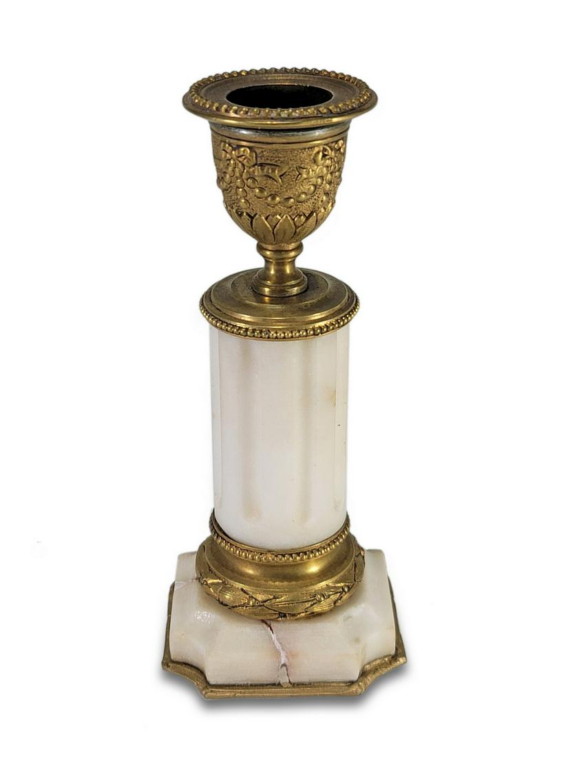 Antique French bronze & marble candlestick (1 of 4)